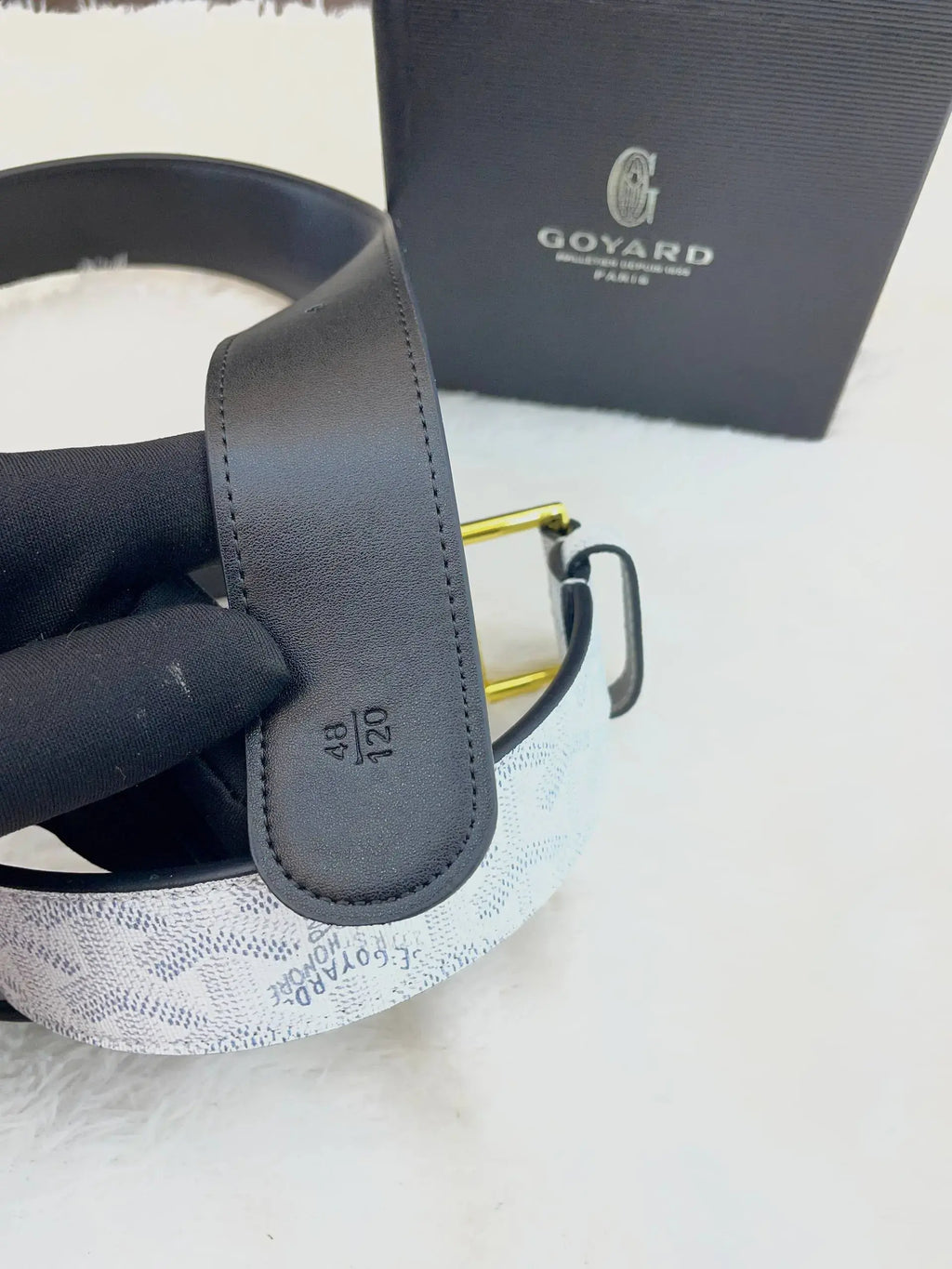 Goyard white leather belt