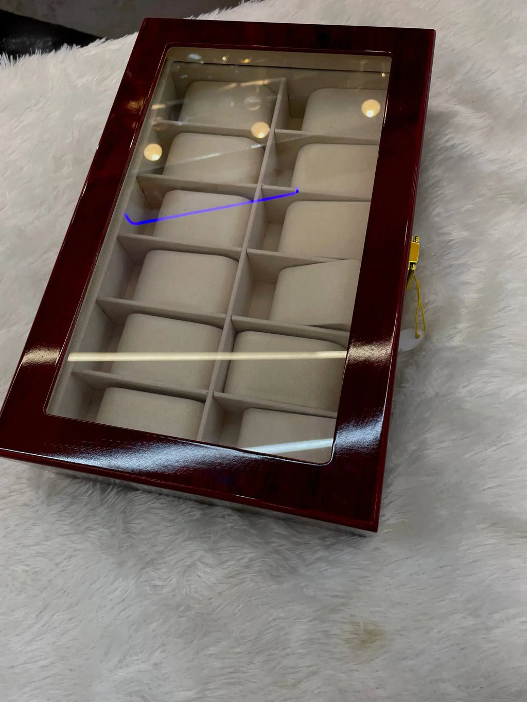 12pc briefcase watch organiser wooden box