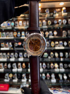 Fossil automatic brown lens watch close up