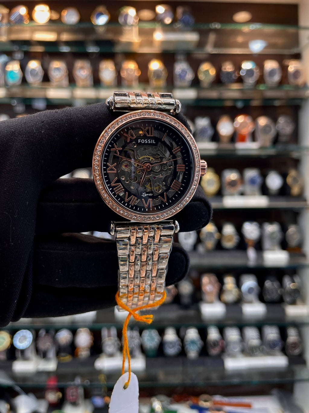 fossil automatic girls watch close up