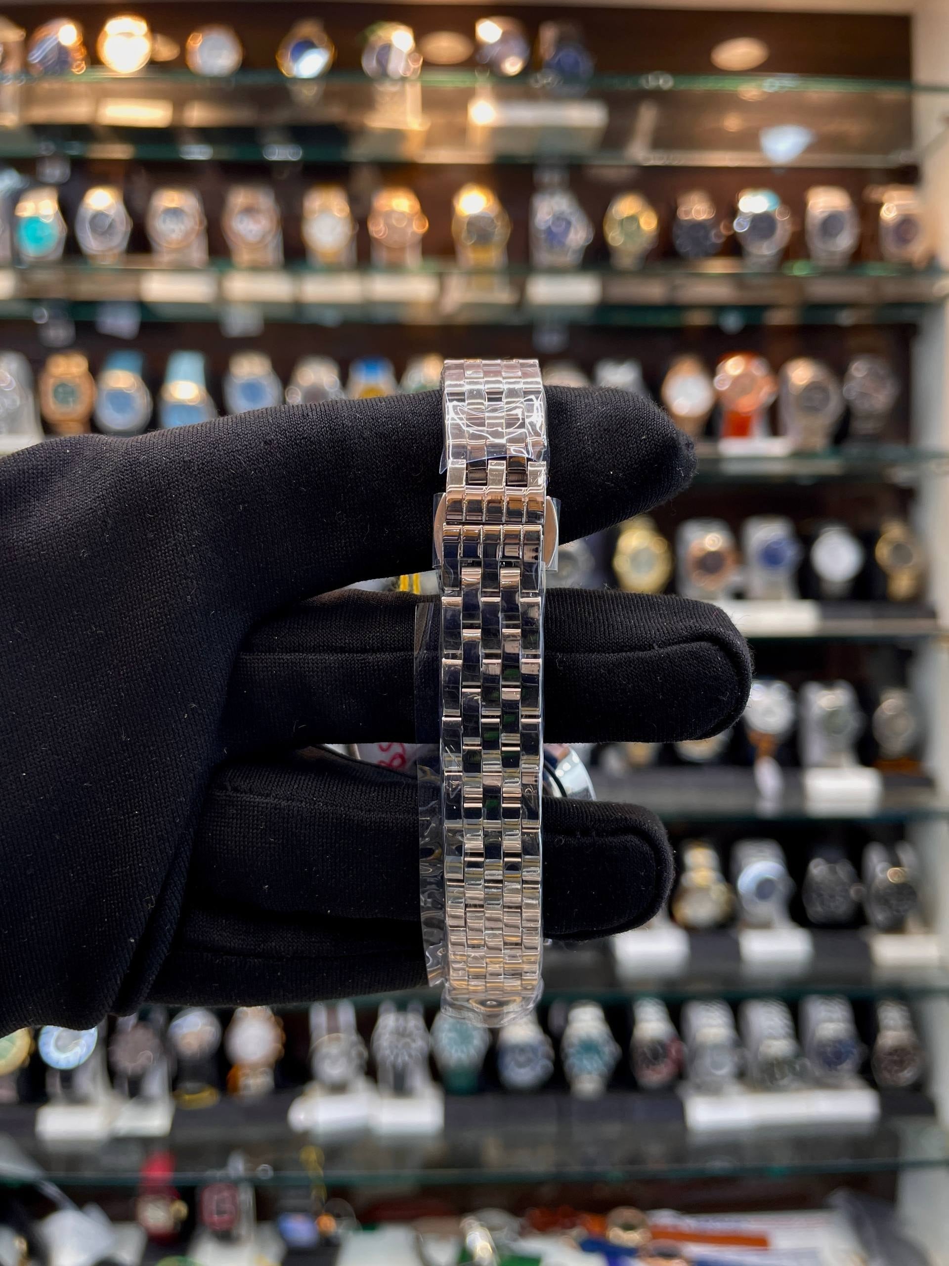 fossil automatic dual tone watch strap view