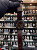 Fossil automatic transparent dial brown watch for men front view