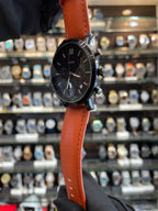 Fossil Chronograph Black Dial Leather Watch for Men