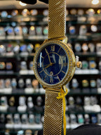 Fossil blue slim strap girls watch side view