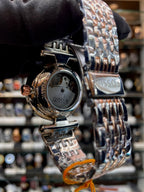 fossil dual tone automatic girls watch back view