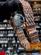Fossil rose gold girls watch back view
