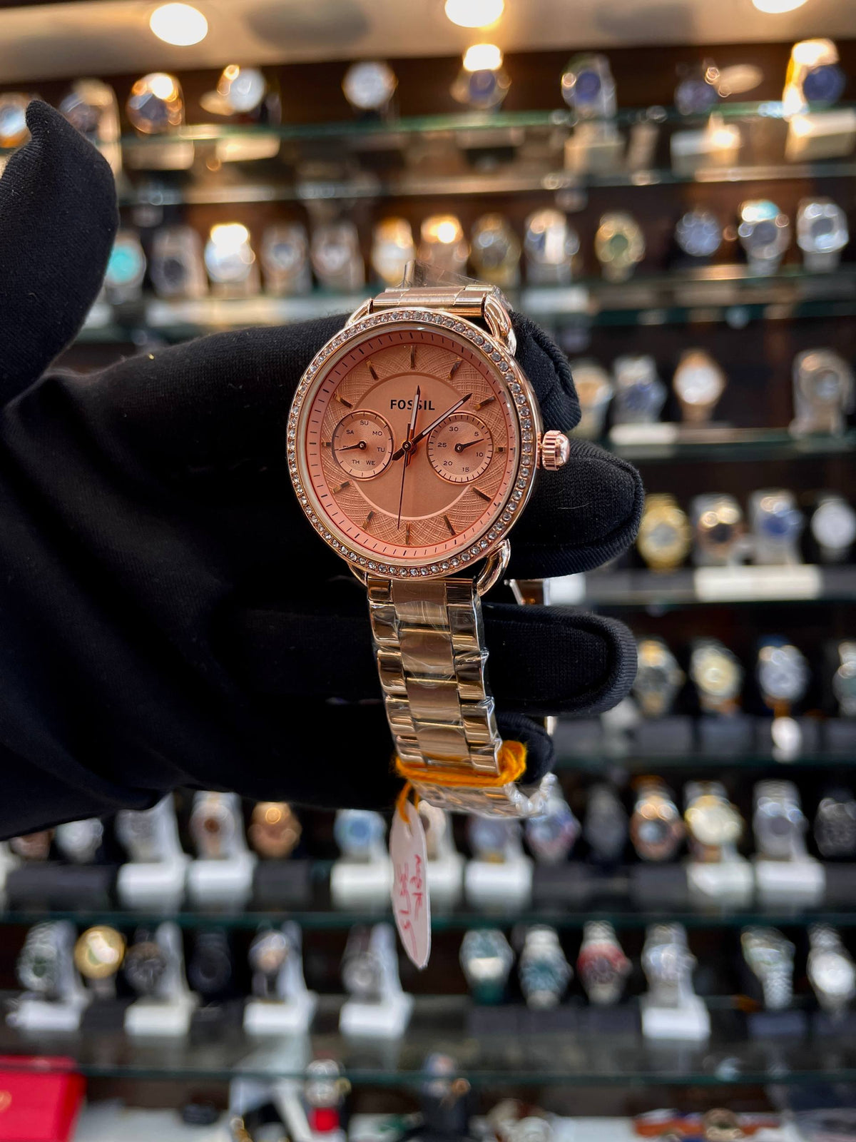 Fossil Tailor rose gold women's watch side view