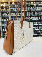 Michael Kors (mk) laila medium logo tote bag in master piece cream body