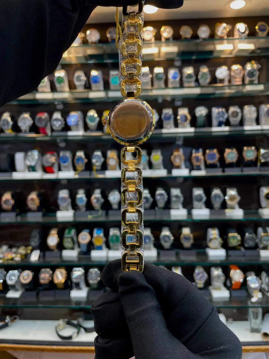 Fossil girls watch under budget in gold white diamond dial