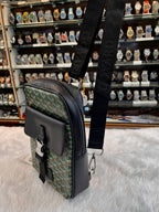 Goyard green canvas crossbody messenger bag side view