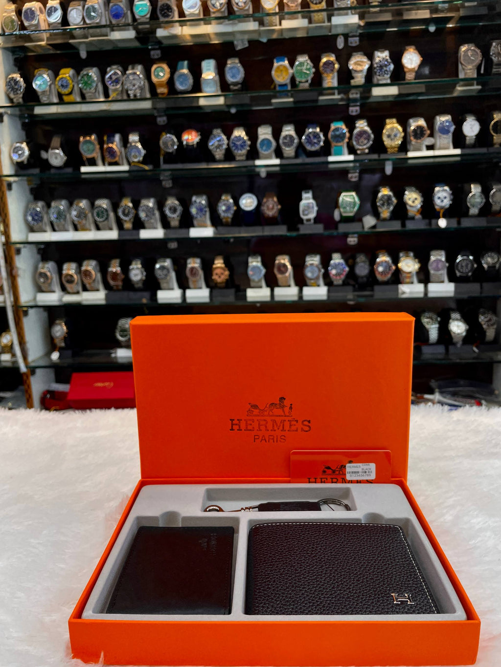 Hermes black wallet combo set