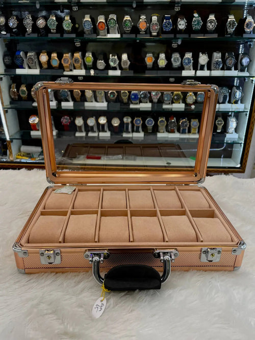 12pc briefcase (watch organiser) rose gold