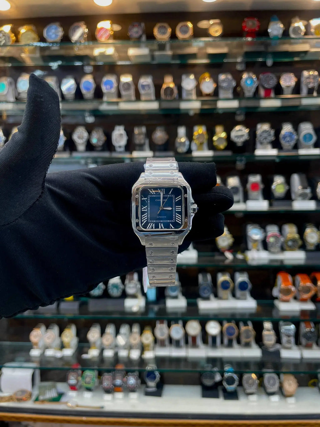 Cartier Santos now in automatic for girls in blue dial