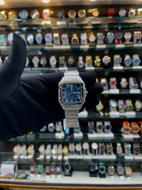Cartier Santos now in automatic for girls in blue dial