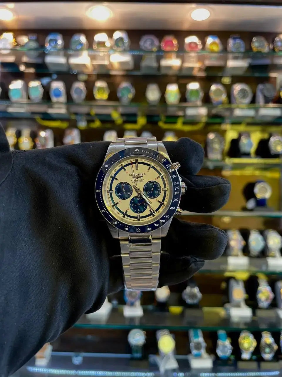Longines conquest automatic tachymeter mens