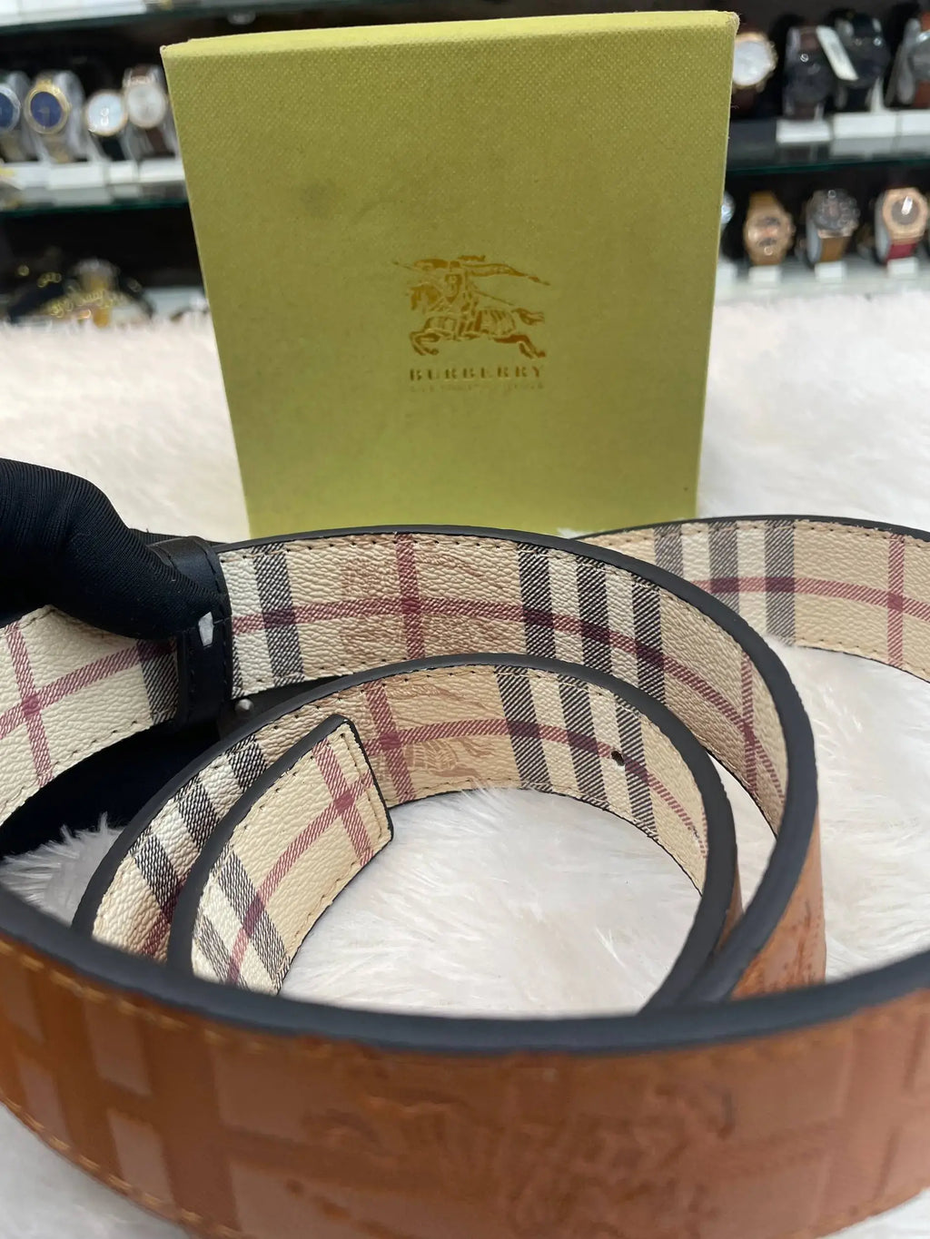 Burberry formal wear belt for mens brown