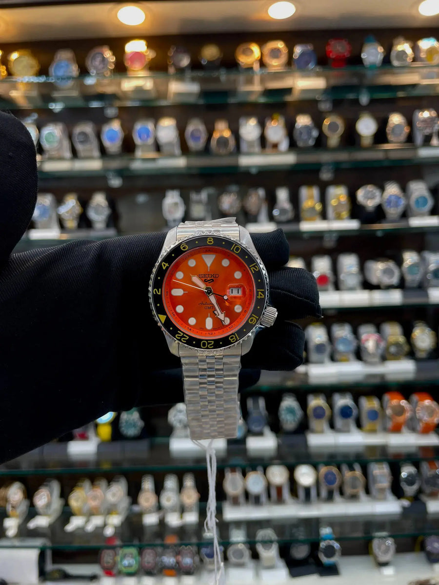 Seiko ssk035k1 5 sports skx gmt automatic watch in master piece orange dial