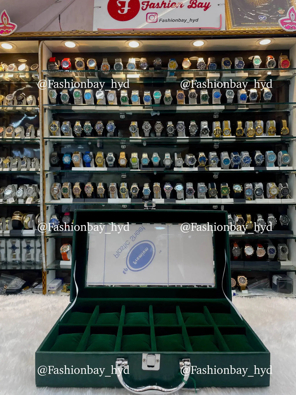 12pc watch organizer briefcase in full green leather