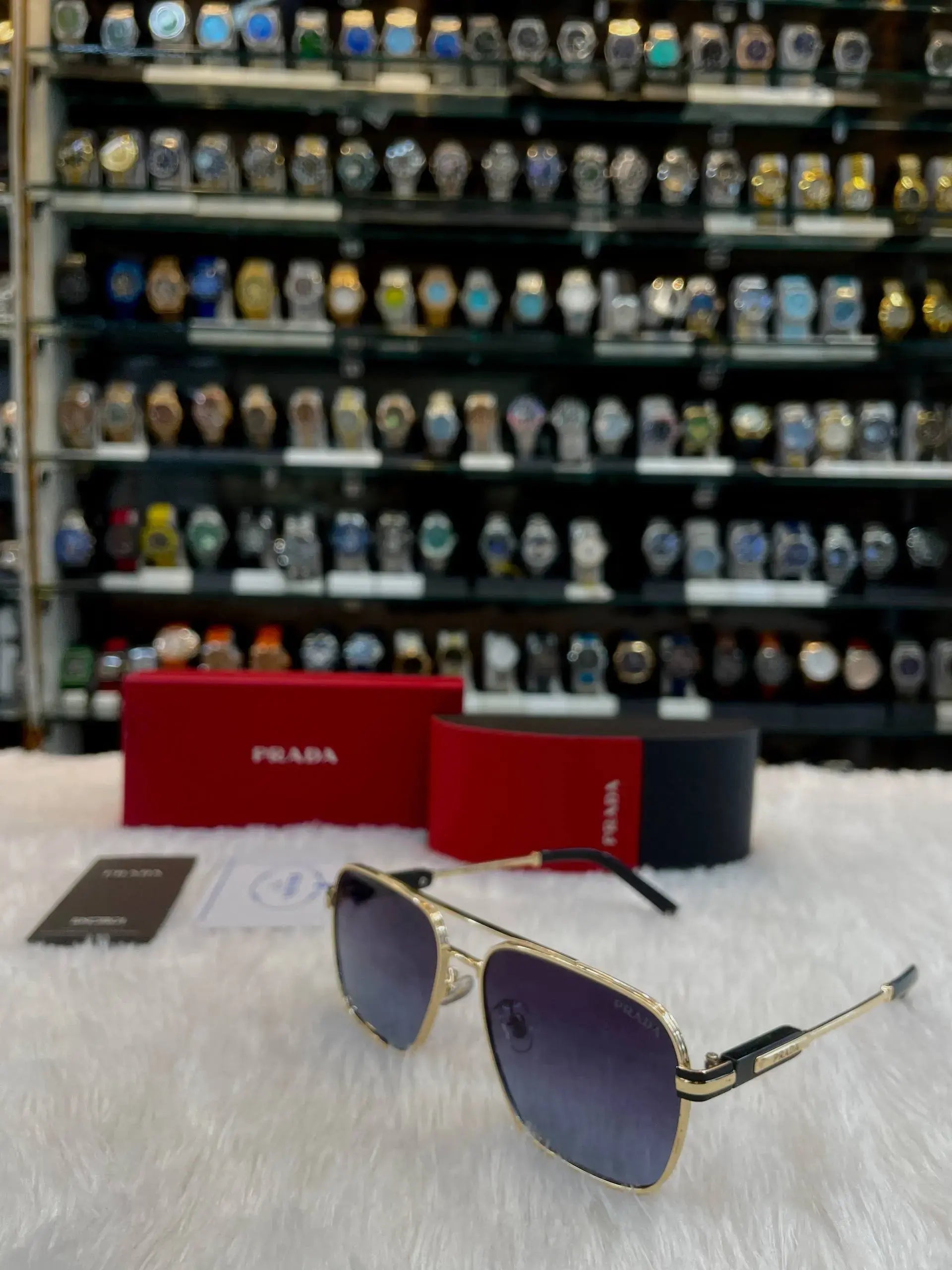 Prada mens casual wear glasses in piece gold