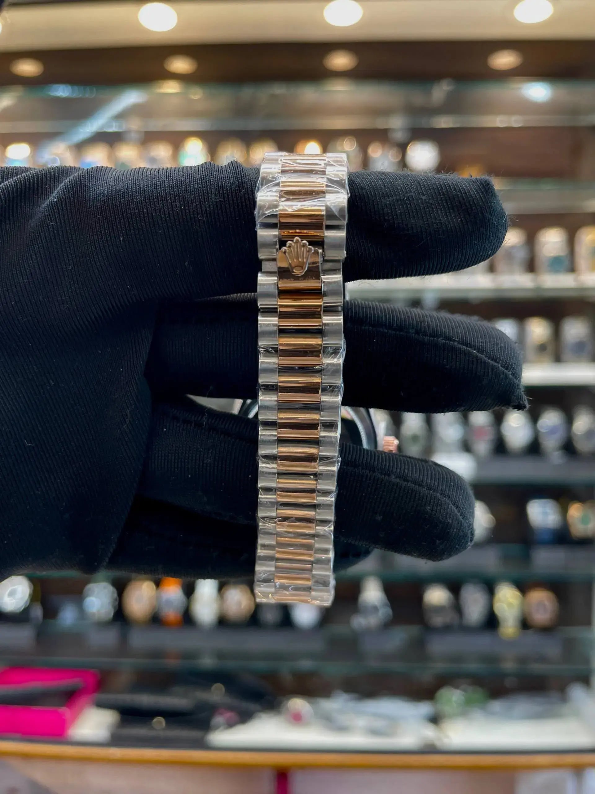 Rolex date just for girls under budget brown dial dual tone