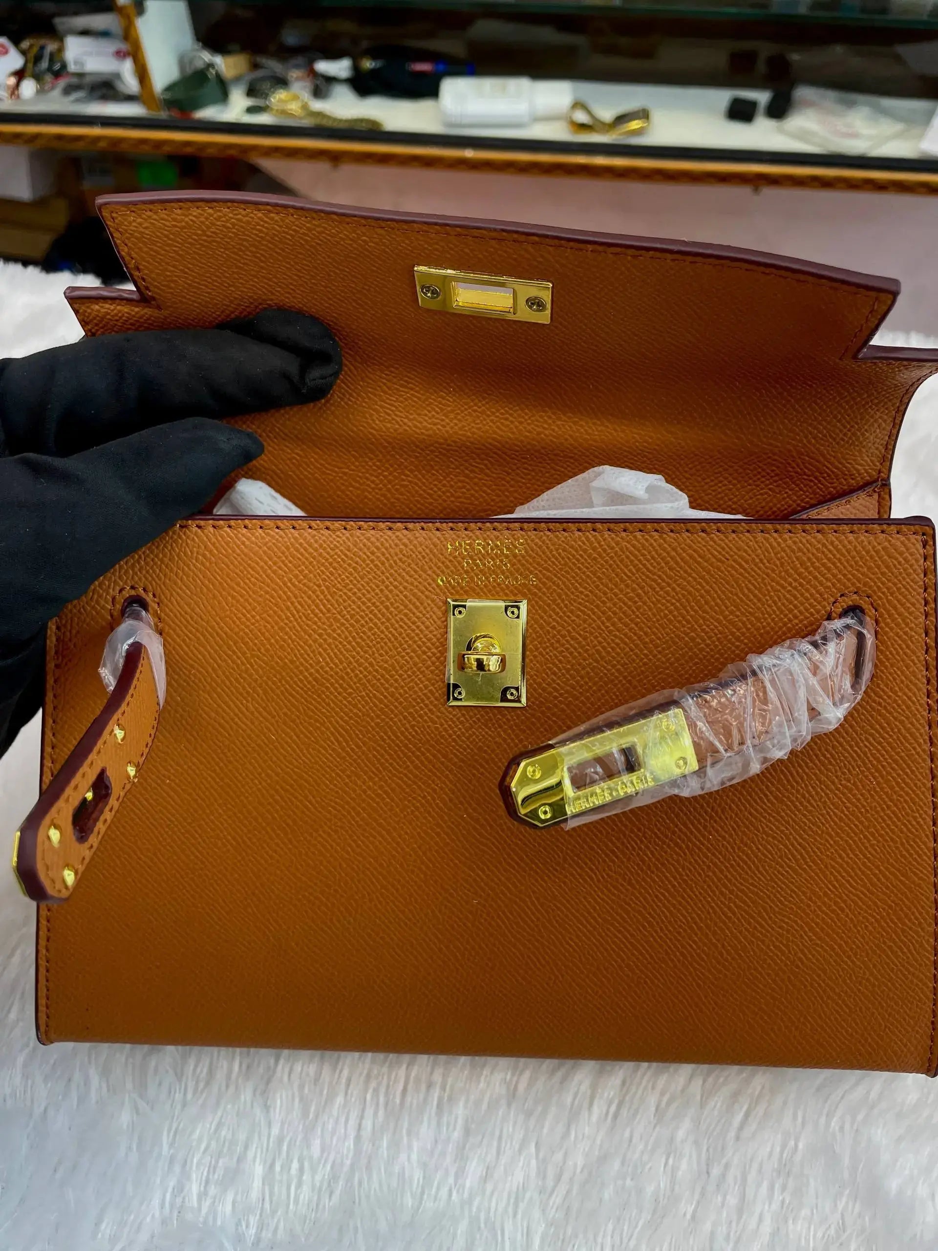 Hermes mini sling bag for women brown