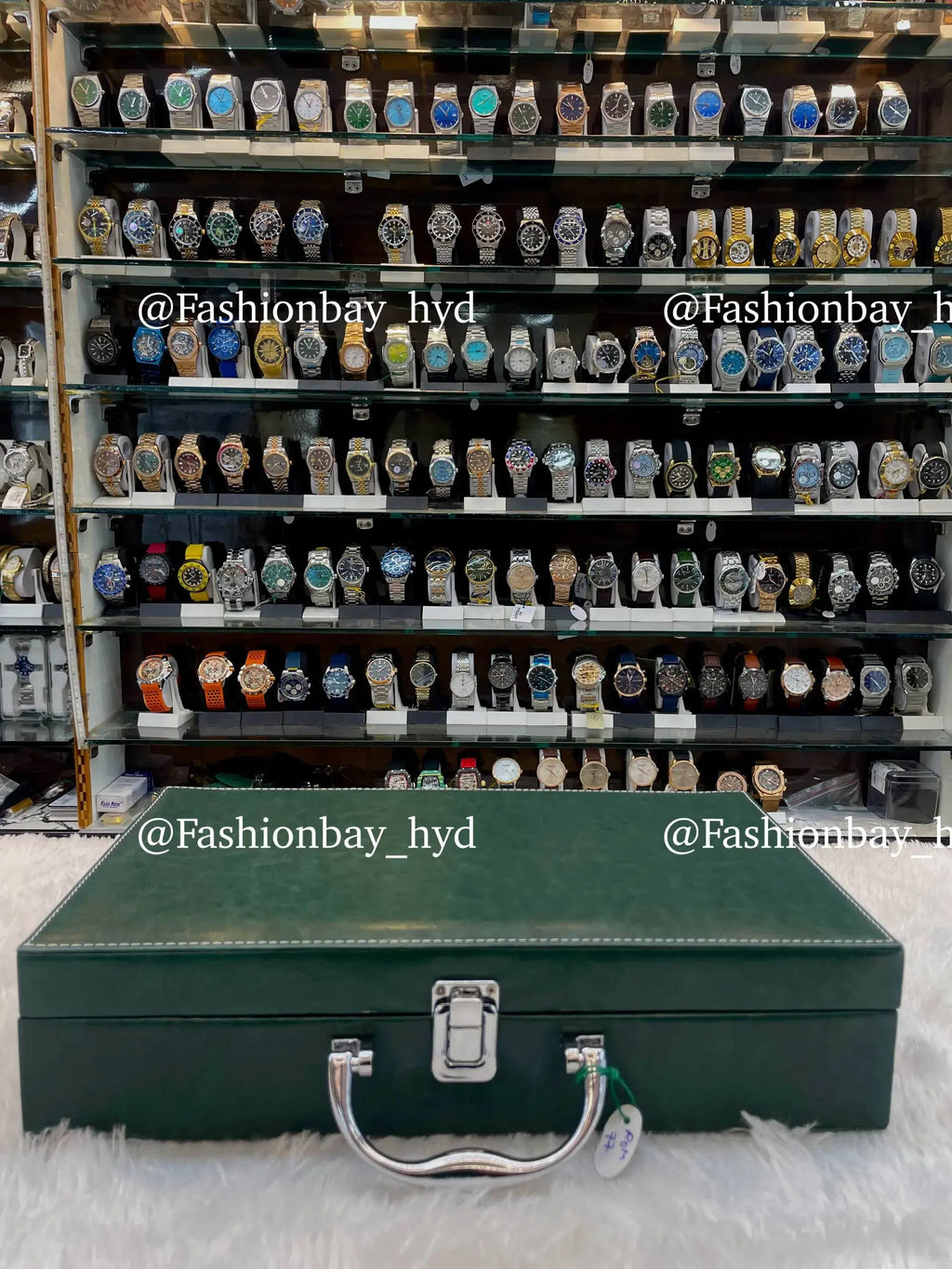 12pc watch organizer briefcase in green leather