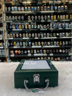 6pc square watch organizer briefcase in green leather