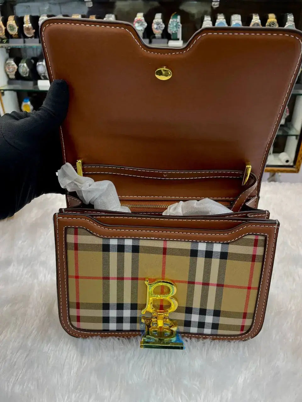 Burberry premium sling bag master piece brown
