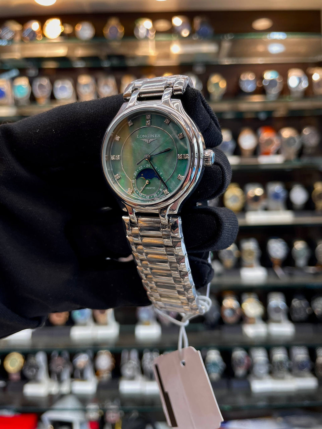 Longines PrimaLuna 34mm moonphase girls watch side view
