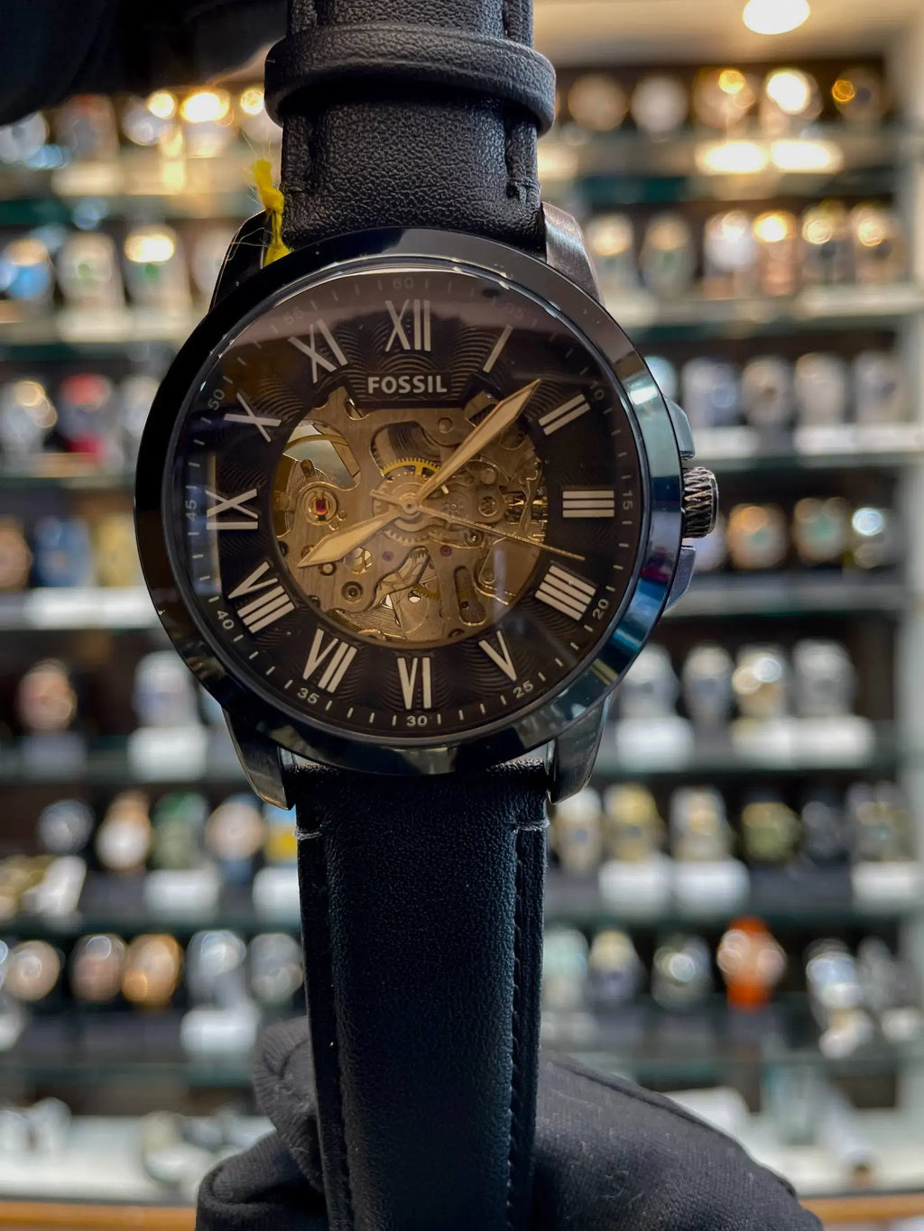Fossil now in automatic for mens full black leather