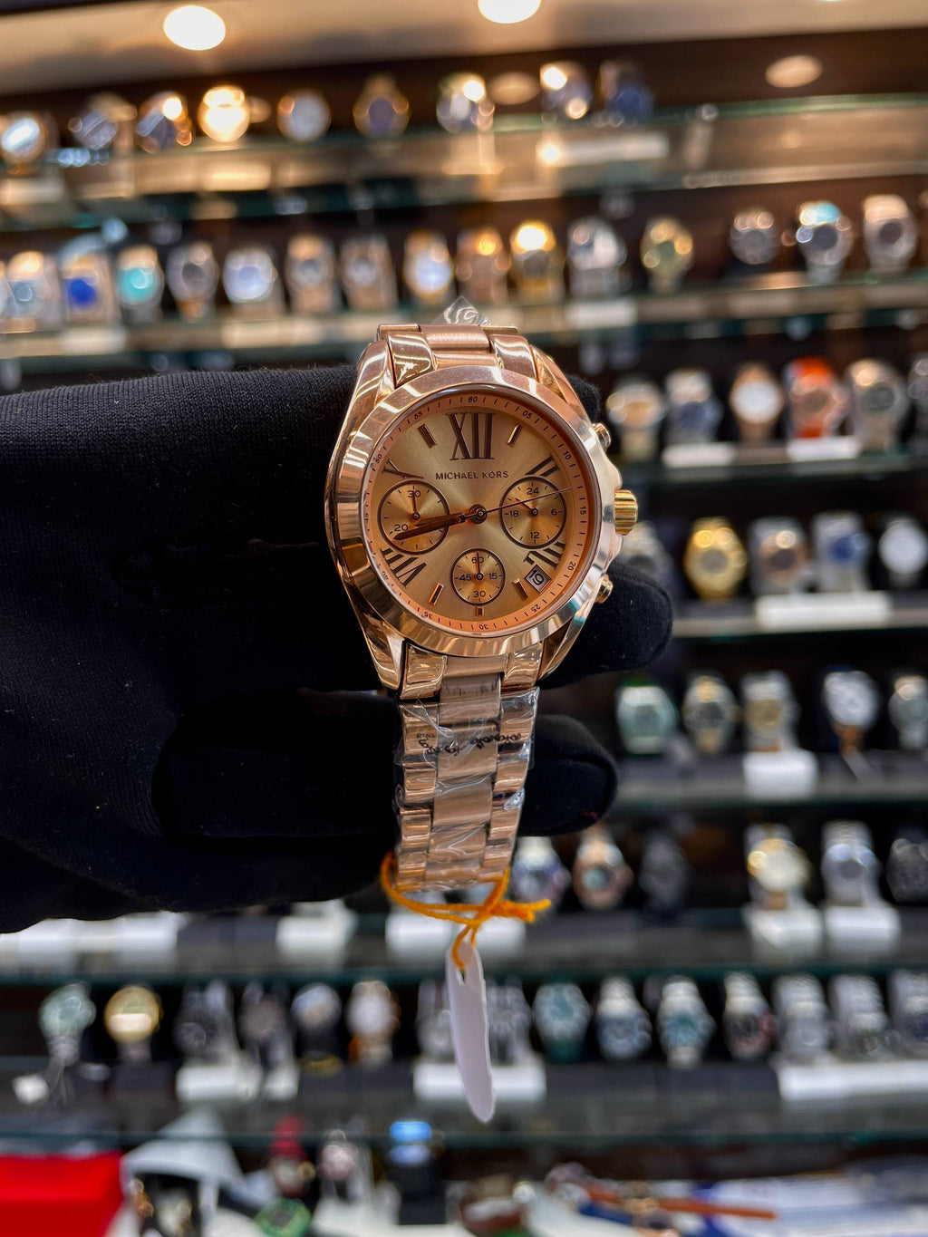 Michael Kors Bradshaw MK5974 rose gold watch close up