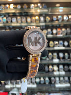 Michael Kors MK logo dial watch close up