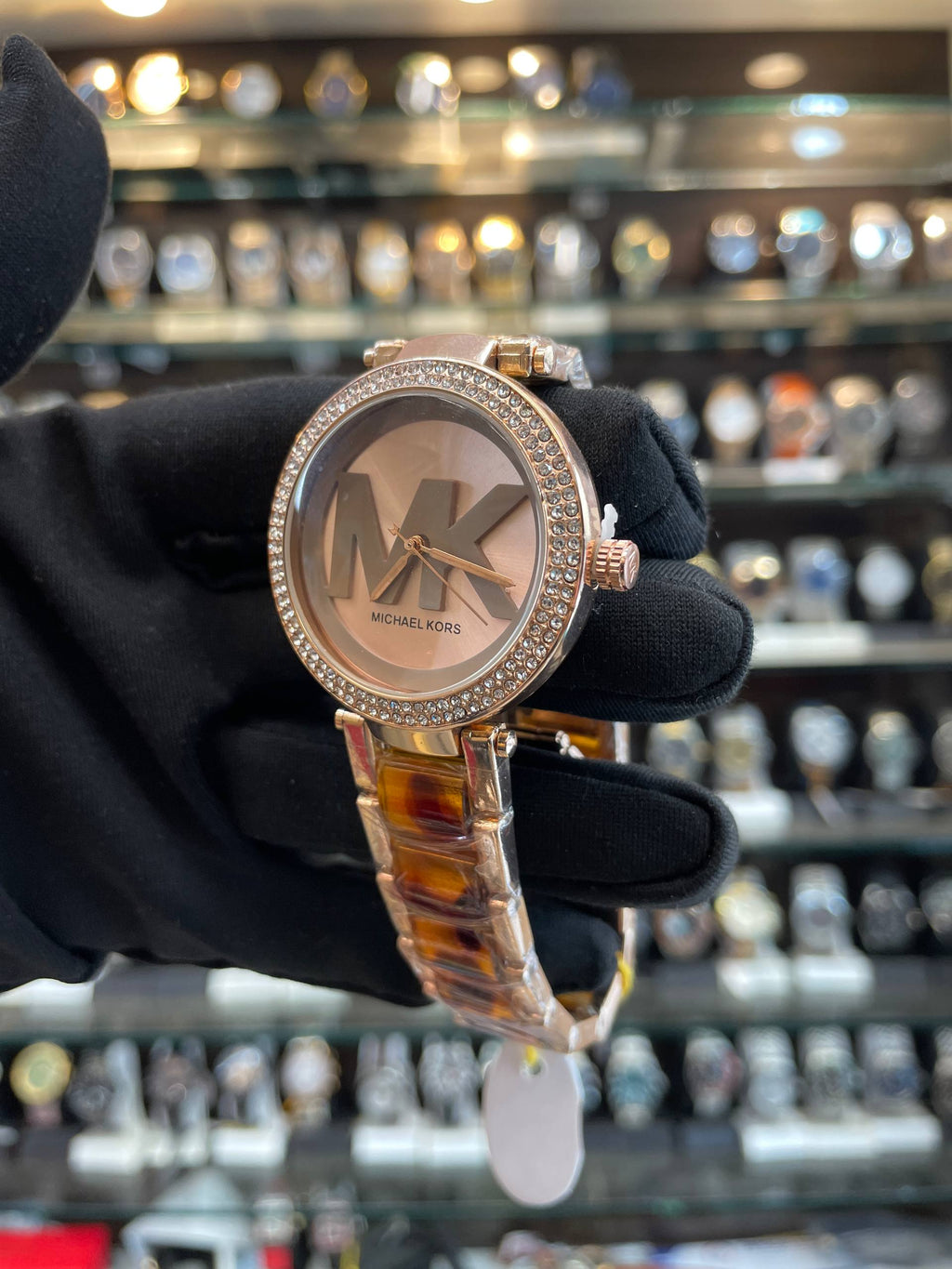 Michael Kors MK logo girls watch side view