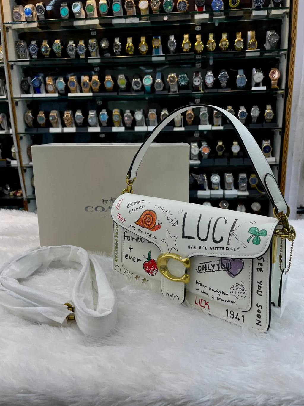 Coach tabby small shoulder bag with sketch print master piece