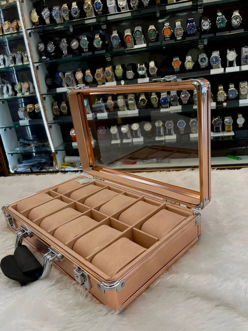 12pc briefcase (watch organiser) rose gold