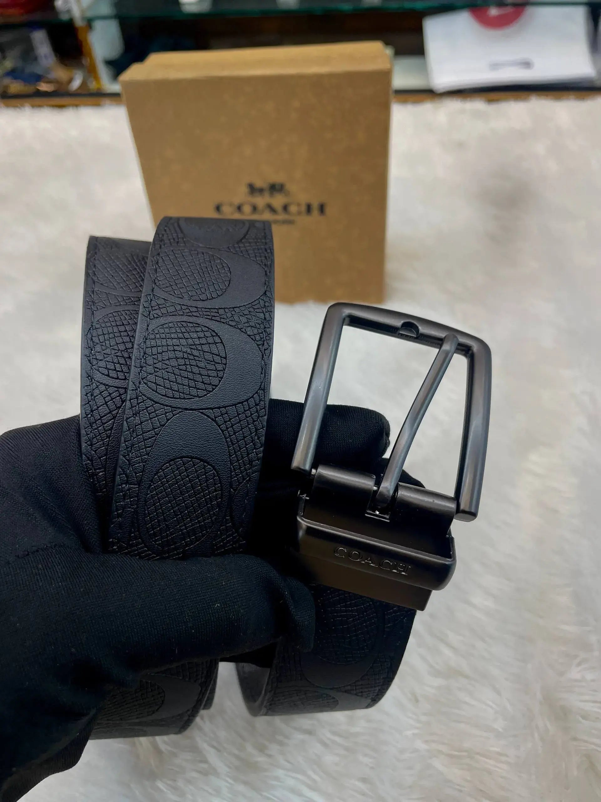 Coach dual flip wide harness signature leather for mens