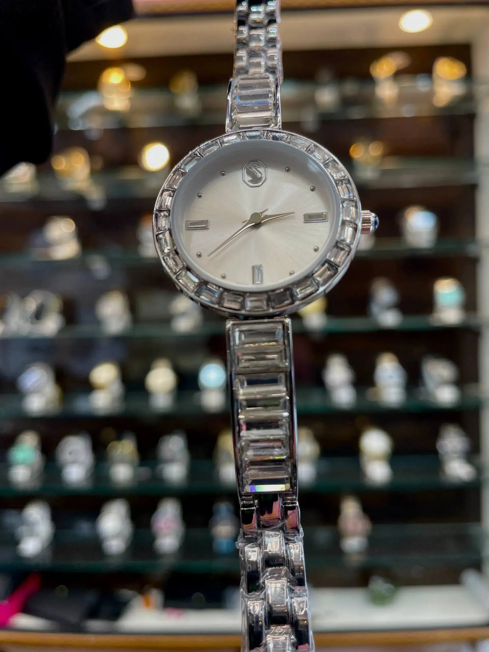 Swarovski matrix bangle watch for girls white dial