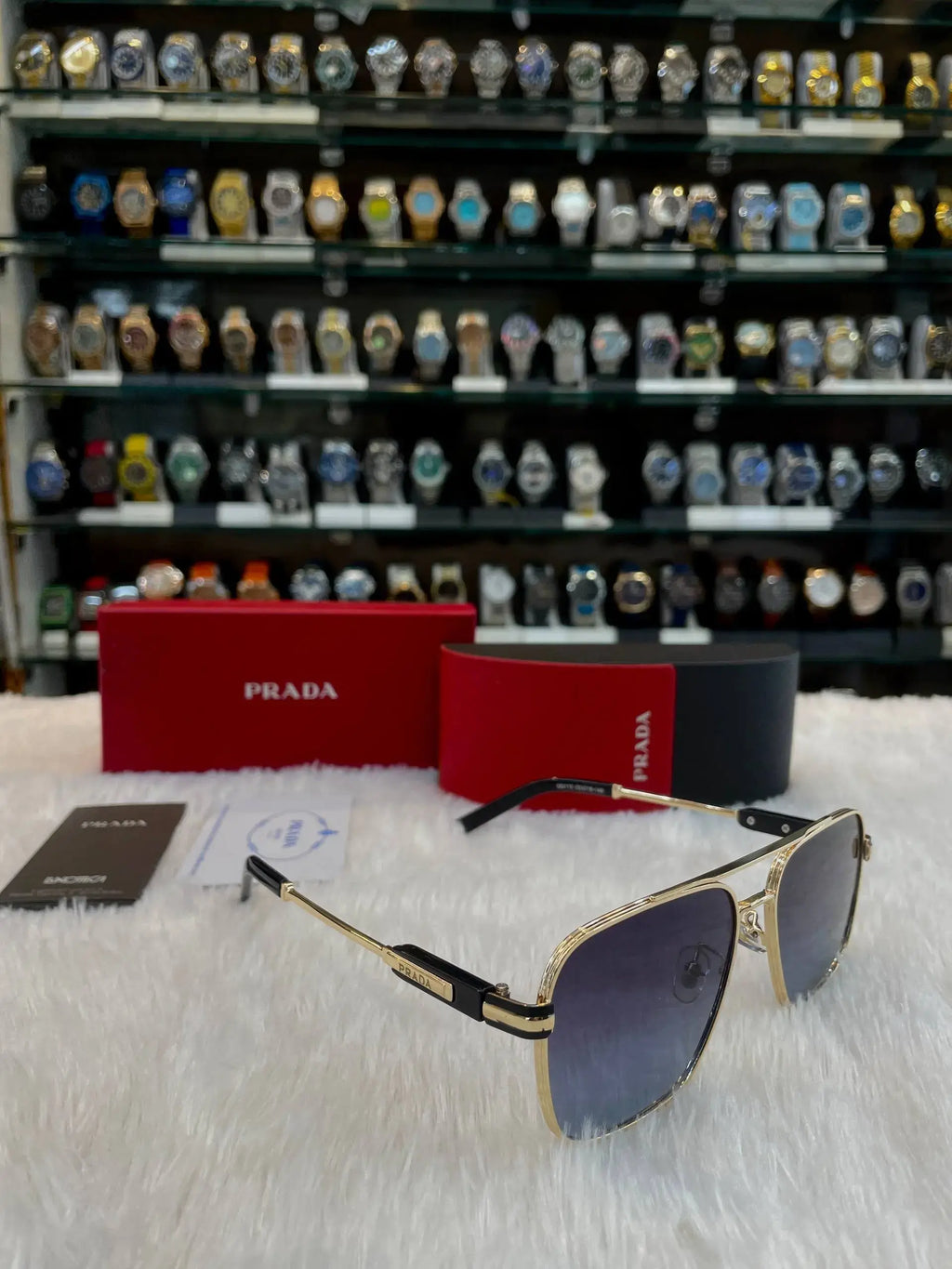 Prada mens casual wear glasses in piece gold