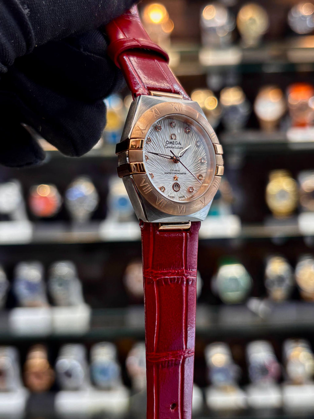 Omega Constellation luxury watch dial close up