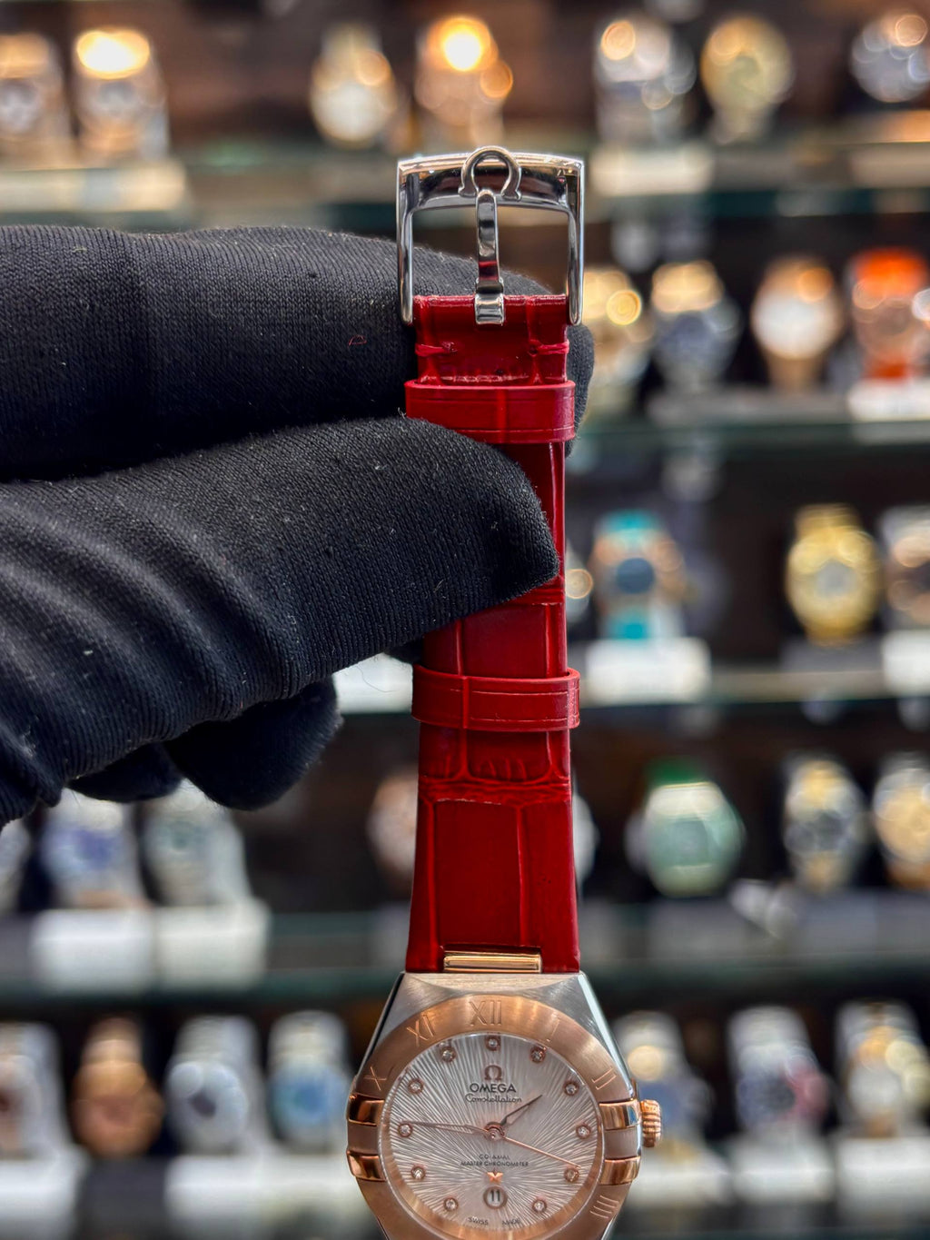 Omega Constellation red alligator strap masterpiece watch