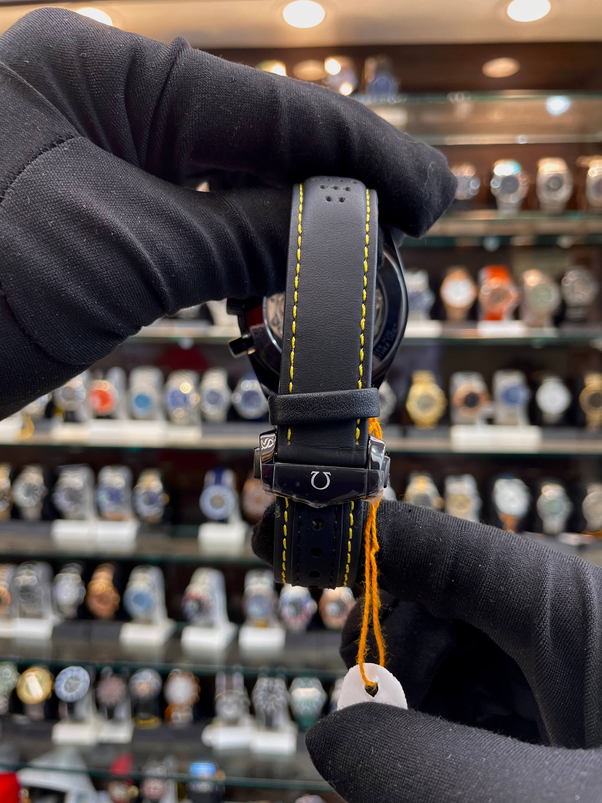 Omega Speedmaster Apollo 8 dark watch strap view