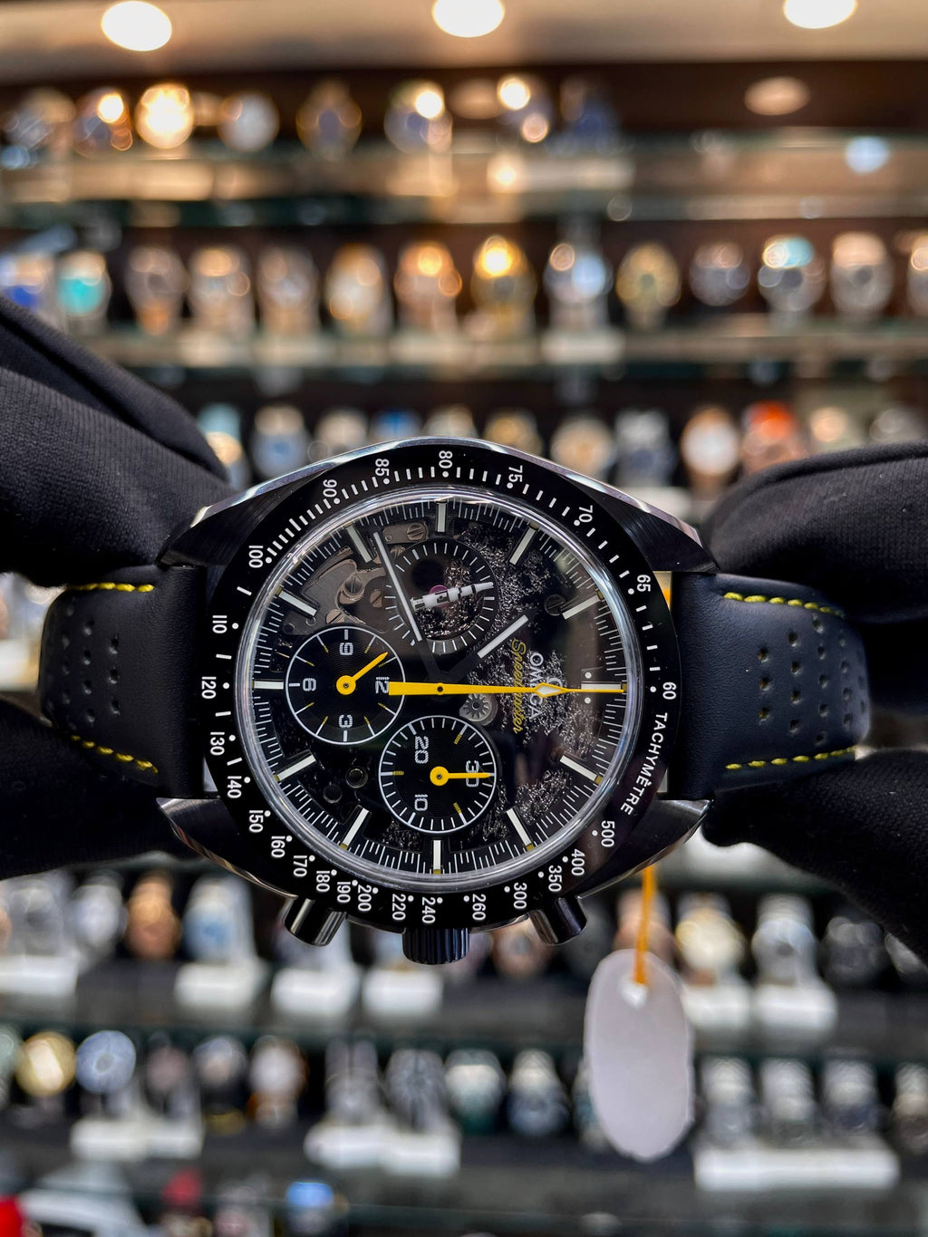 Omega Speedmaster Dark Side of the Moon watch close up
