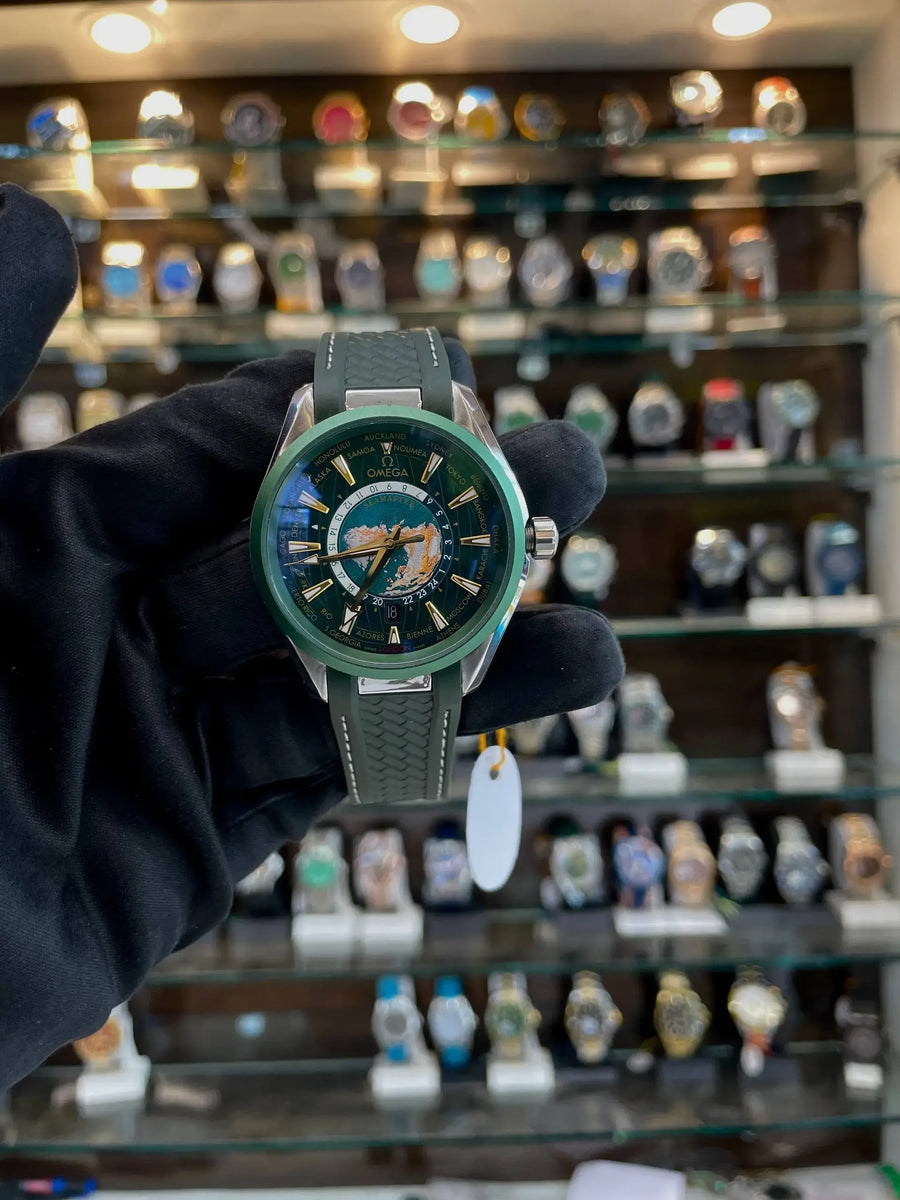 Omega seamaster world time in master piece green