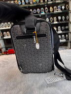 Goyard Grey Chevron Pattern Canvas Crossbody Messenger Bag