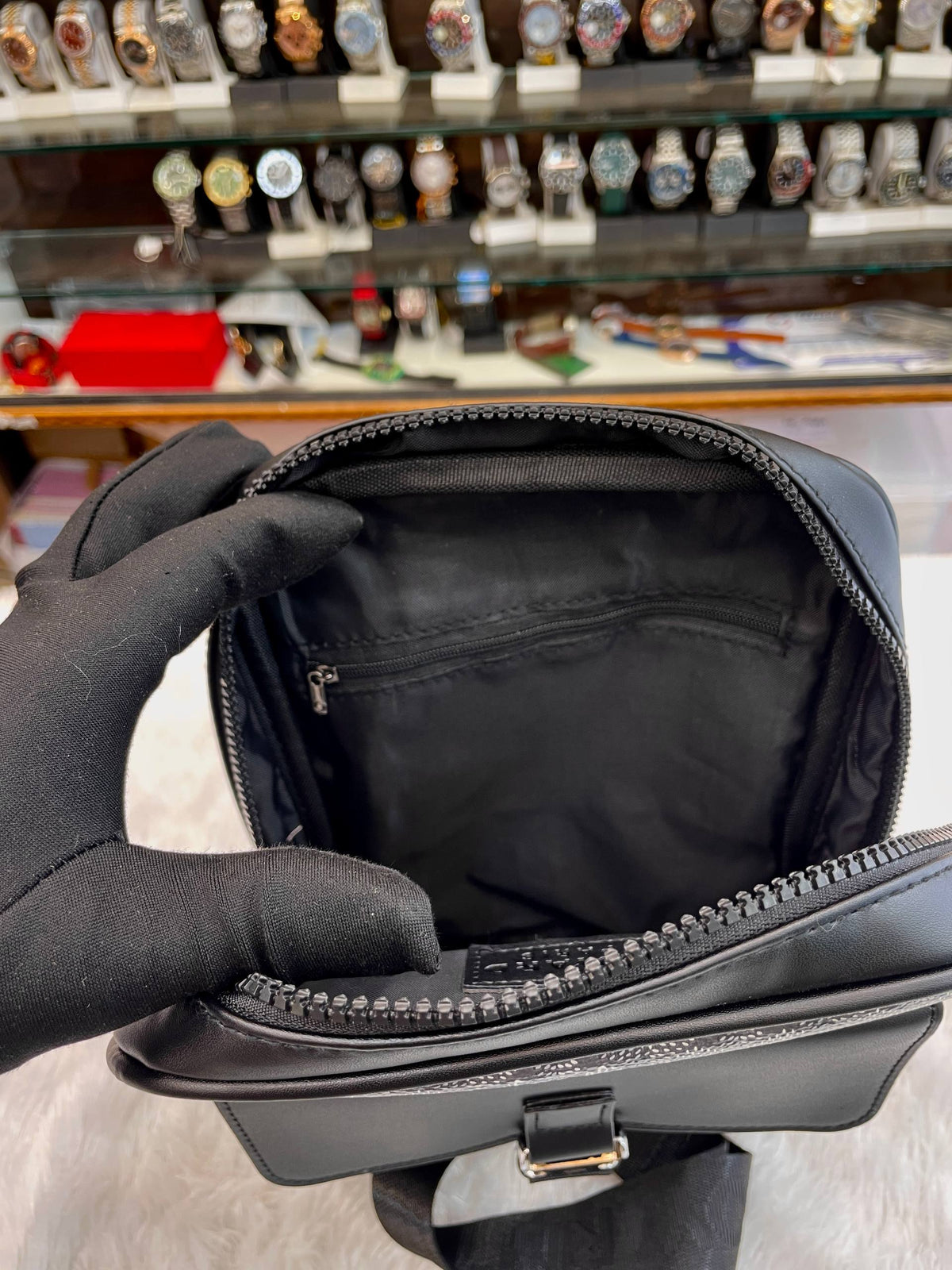 Goyard Grey Chevron Pattern Canvas Crossbody Messenger Bag