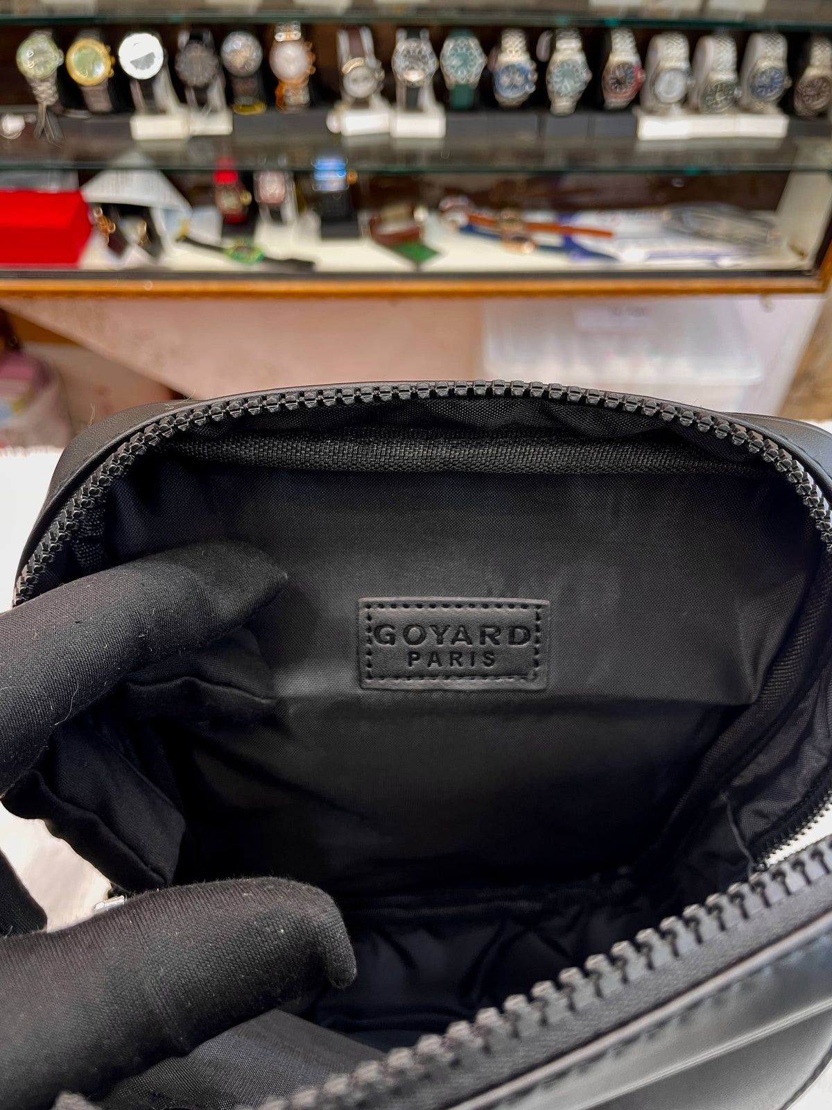 Goyard Grey Chevron Pattern Canvas Crossbody Messenger Bag
