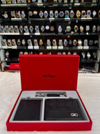 SALVATORE FERRAGAMO GANCINI LEATHER BI-FOLD WALLET SET COMBO