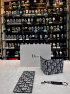DIOR BLACK-AND-WHITE OBLIQUE JACQUARD WALLET COMBO SET