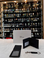 DIOR BLACK-AND-WHITE OBLIQUE JACQUARD WALLET COMBO SET