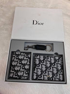 DIOR BLACK-AND-WHITE OBLIQUE JACQUARD WALLET COMBO SET